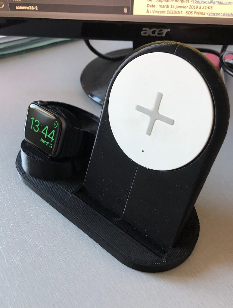 Station d'accueil ronde pour Iphone 8 Plus et Apple Watch - Compatible avec Ikea Rallen