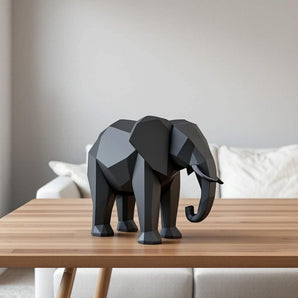 Sculpture d'éléphant low-poly minimaliste moderne