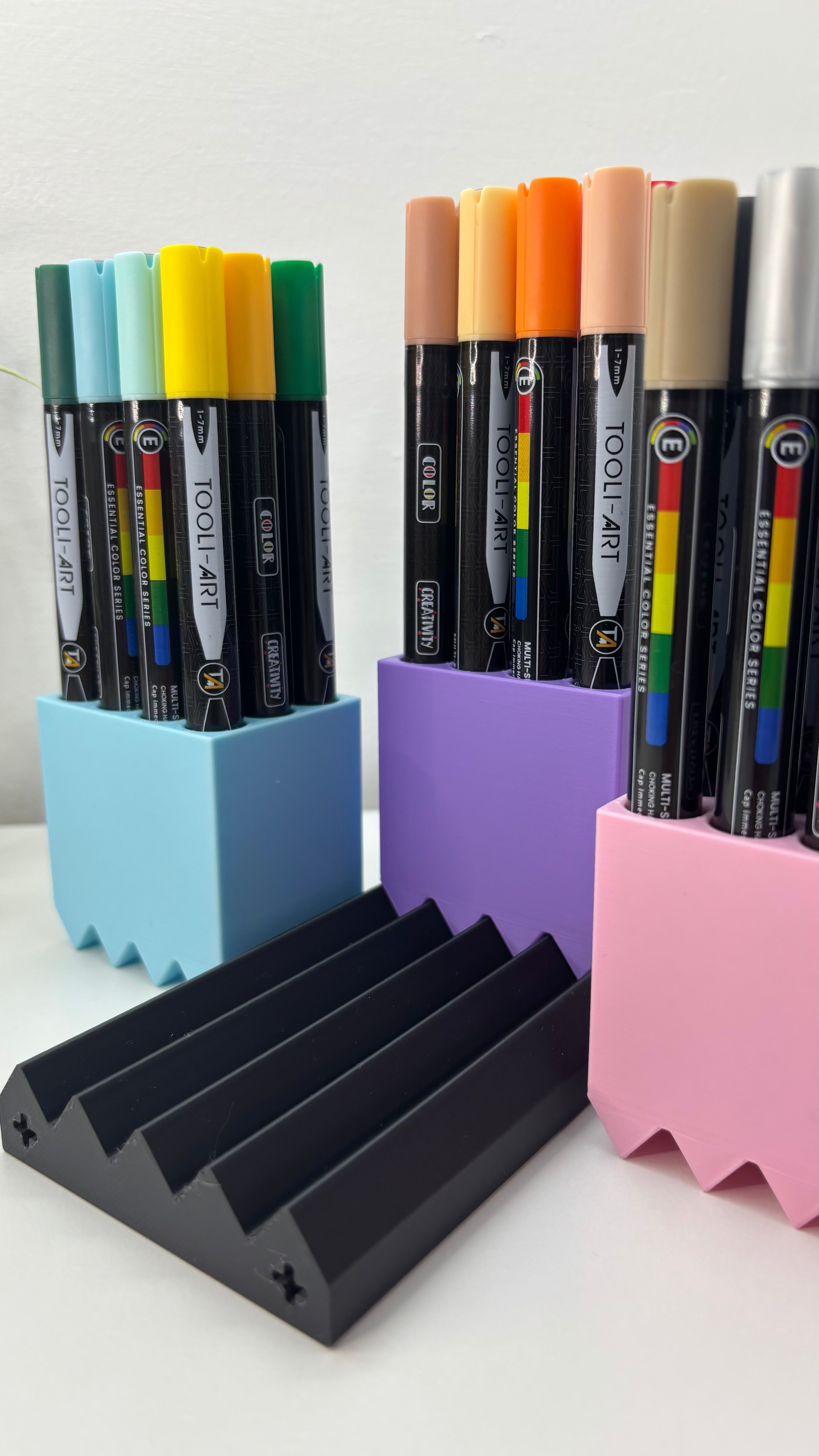 Porte-marqueurs et stylos modulaires - Organisateur de bureau imprimé en 3D personnalisable