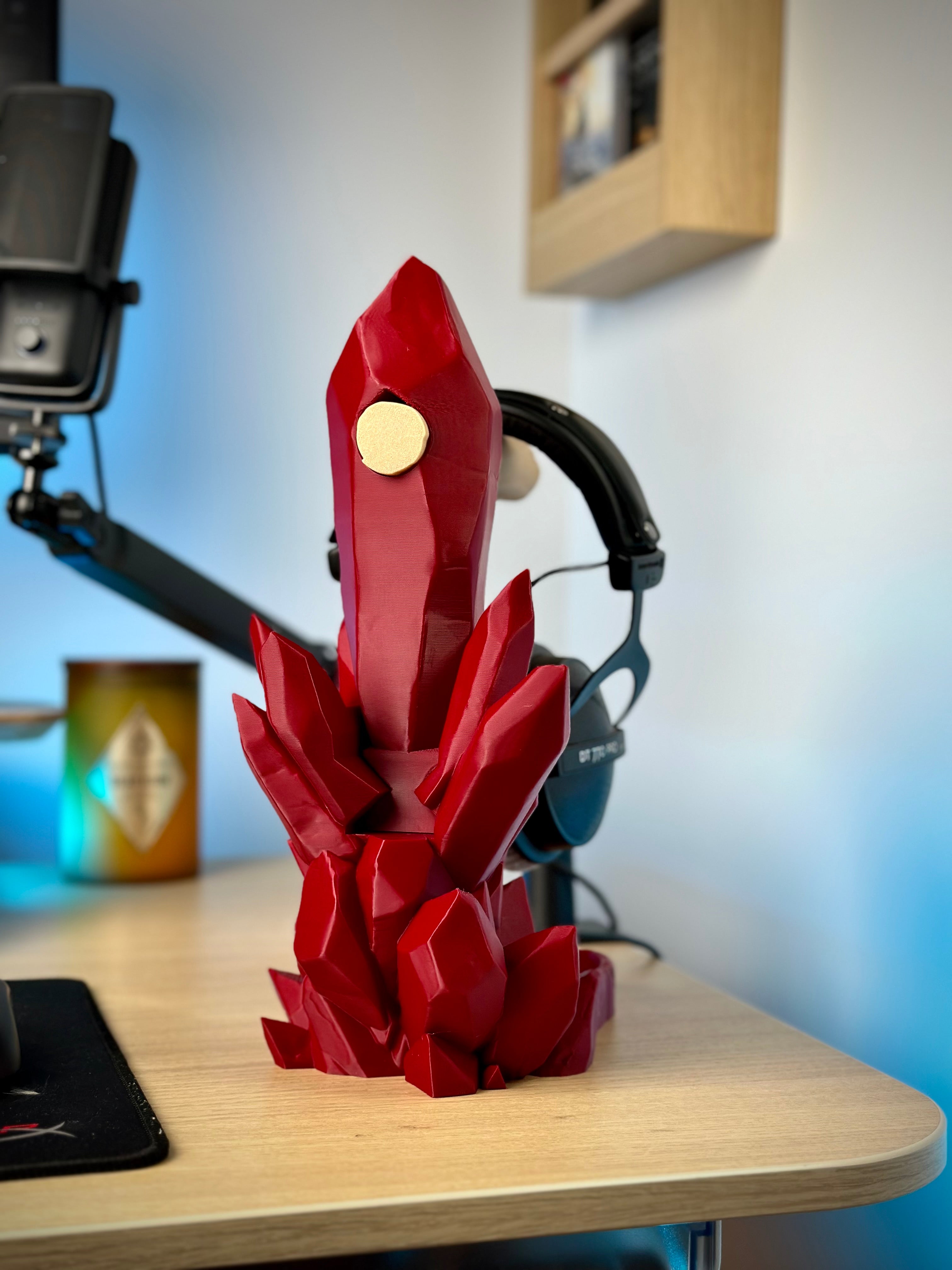 Support de Casque en Cristal avec Plateau de Rangement