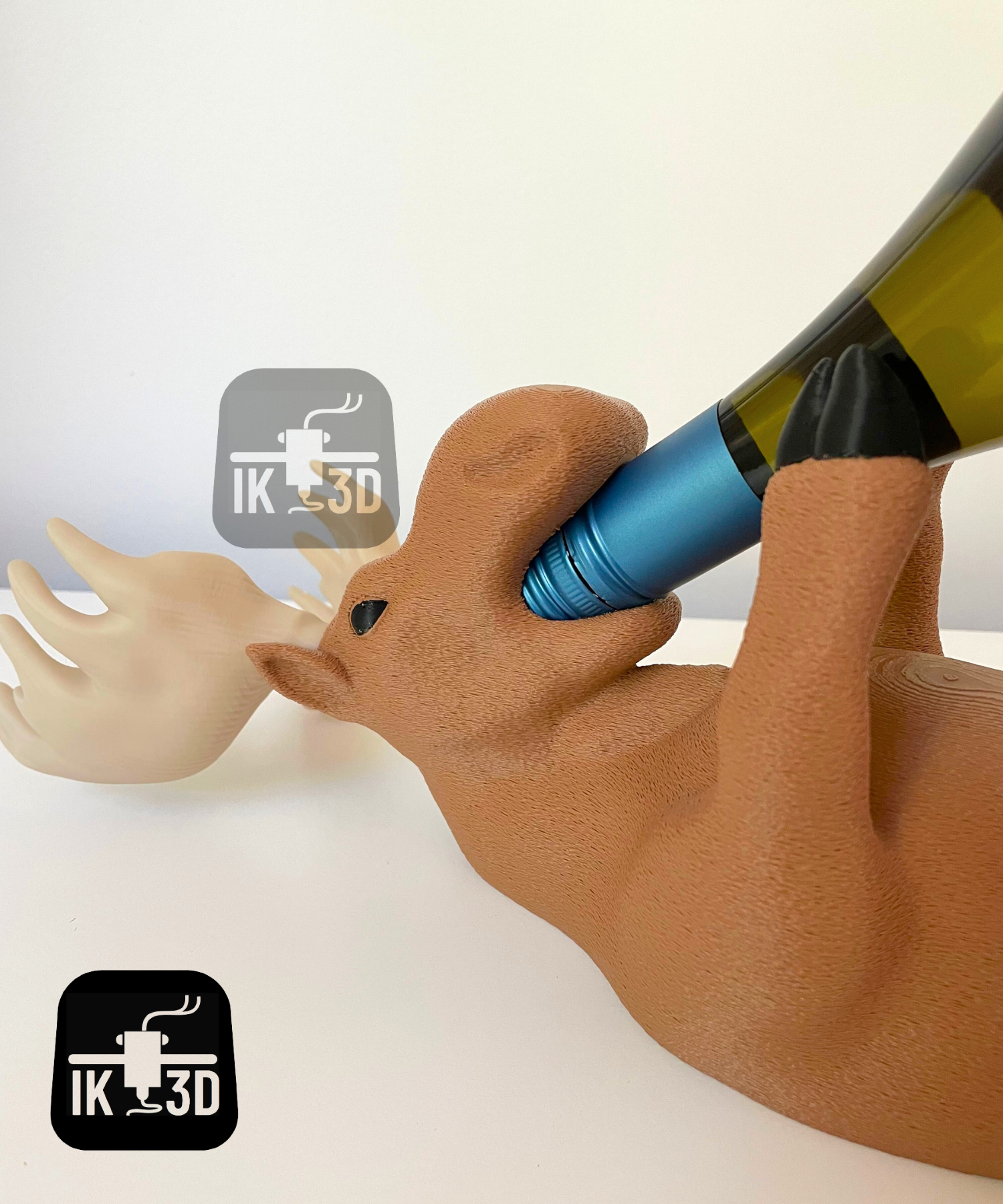 Porte-bouteille de vin décoratif en forme d'élan - Un ajout amusant au bar à domicile