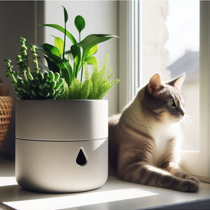 Pot de fleurs auto-arrosant rond avec réservoir d'eau séparé