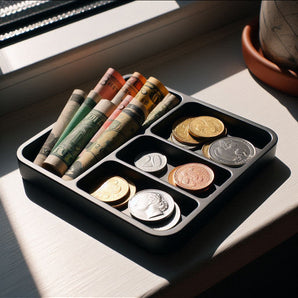 Bac de rangement pratique pour pièces et billets