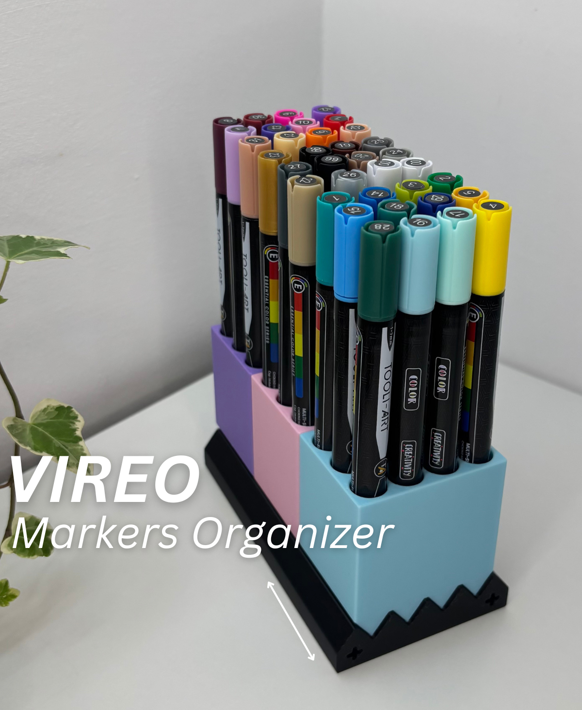 Porte-marqueurs et stylos modulaires - Organisateur de bureau imprimé en 3D personnalisable