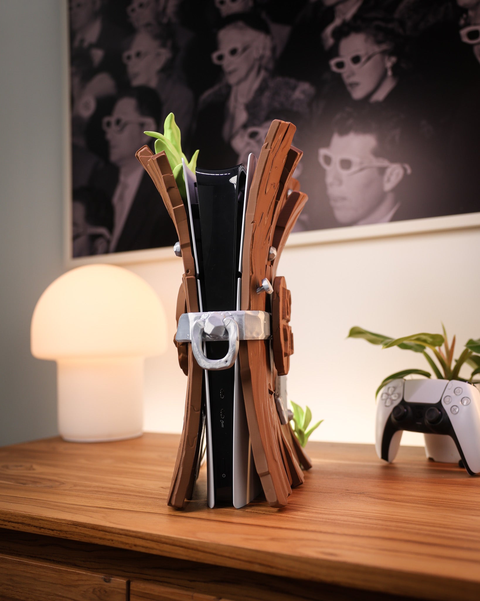 Étui élégant en bois pour PS5 Slim Digital