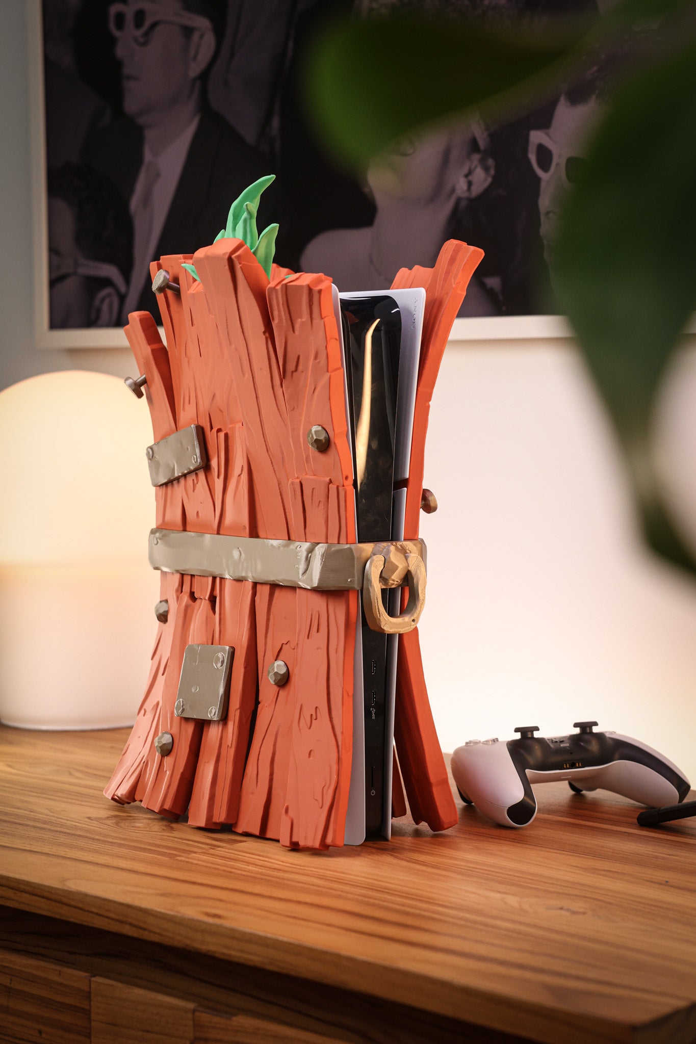 Étui élégant en bois pour PS5 Slim Digital