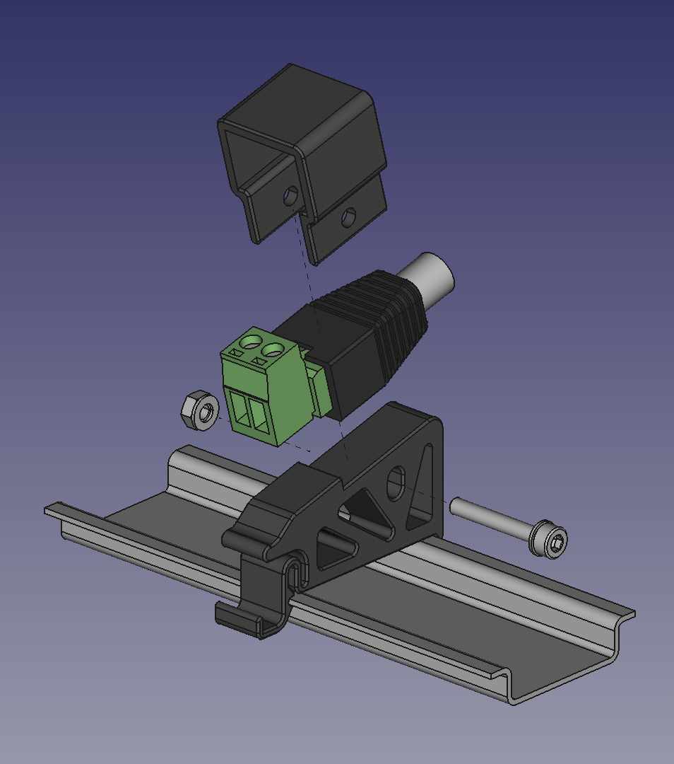 Support de rail DIN pour adaptateur Barrel Jack