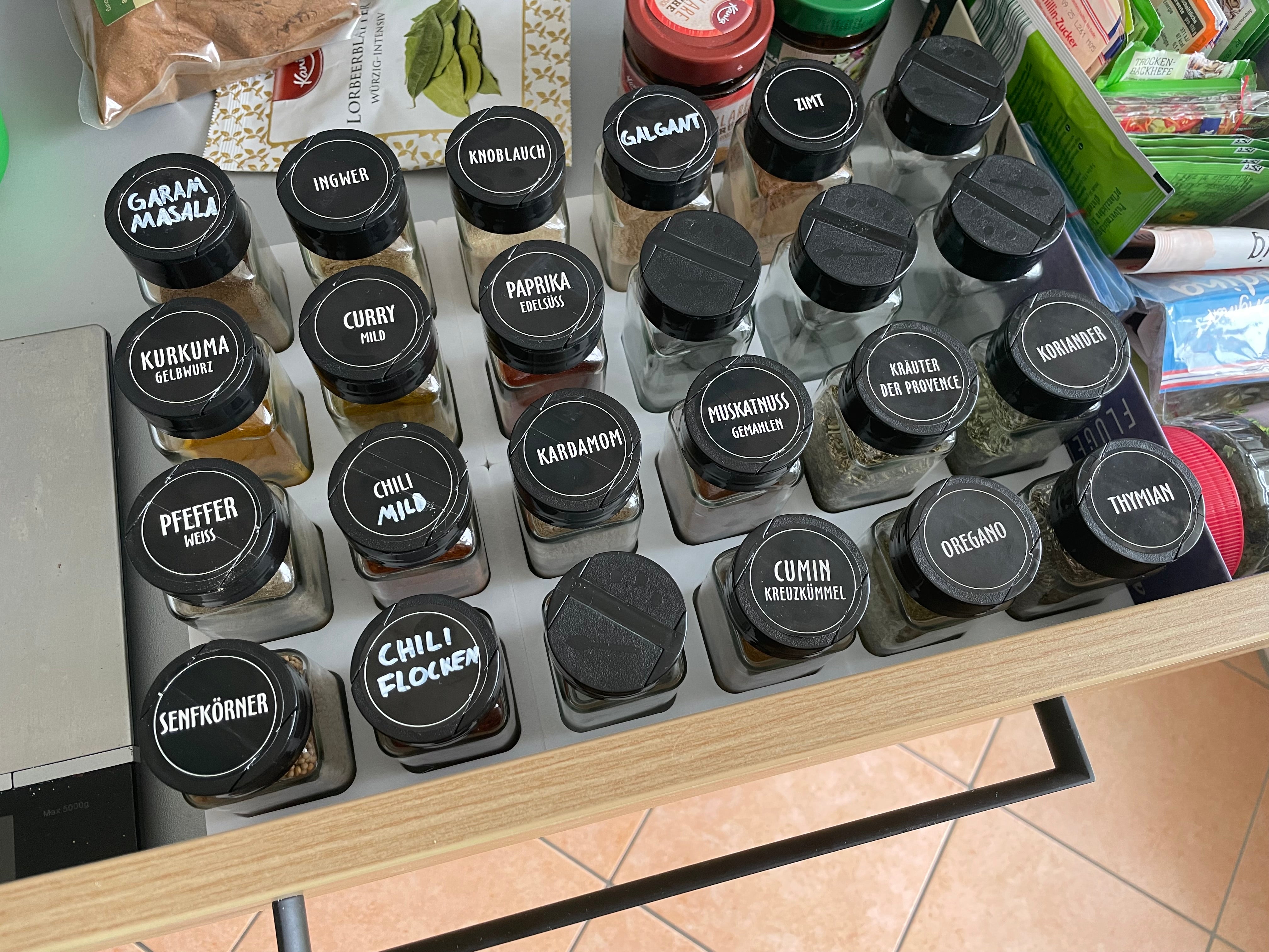 Organisateur de bocaux à épices pour tiroirs