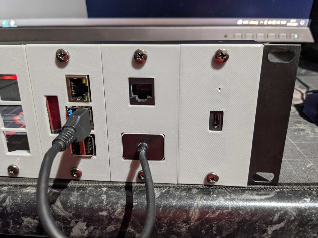 Concentrateur USB3 Raspberry Pi et port réseau supplémentaire - Adaptateur de montage en rack 19" 2U