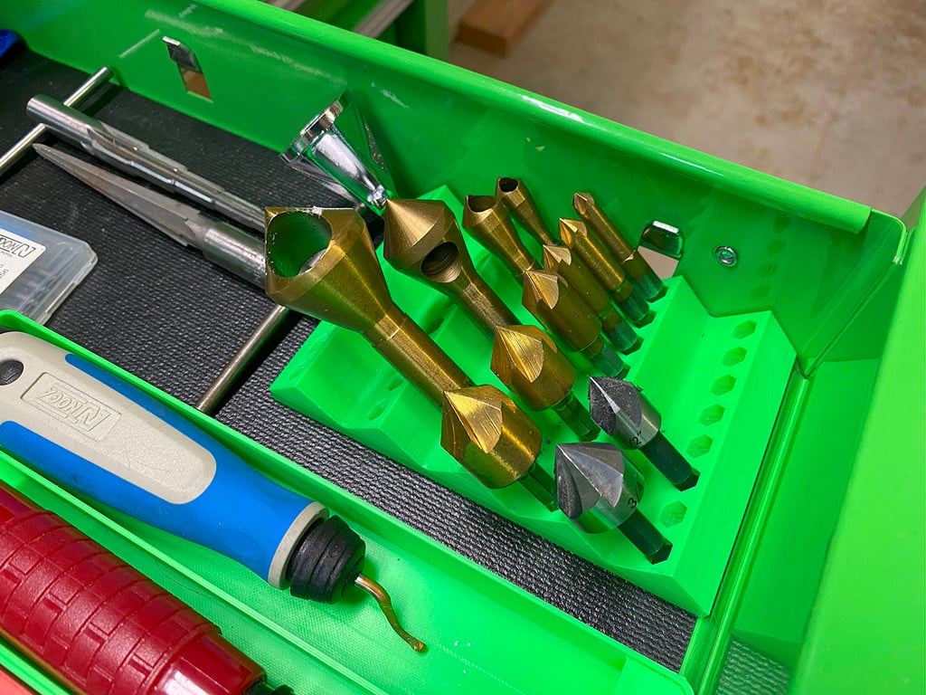 Organisateur d'outils pour fraises à chanfreiner et forets étagés
