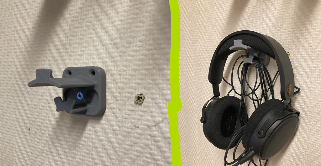 Support de casque avec gestion des câbles et emplacement pour dongle USB