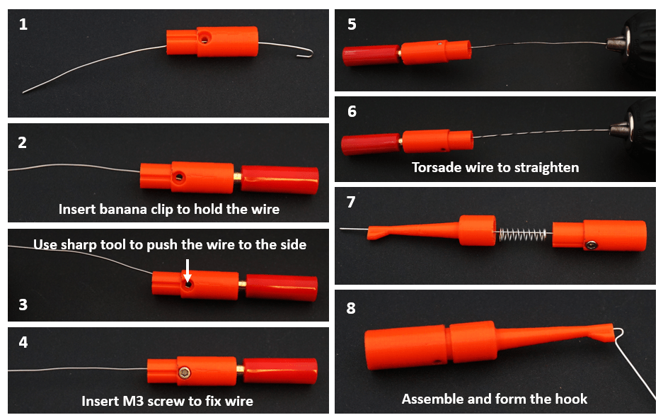 Sonde à clip électrique avec fiche banane de 4 mm