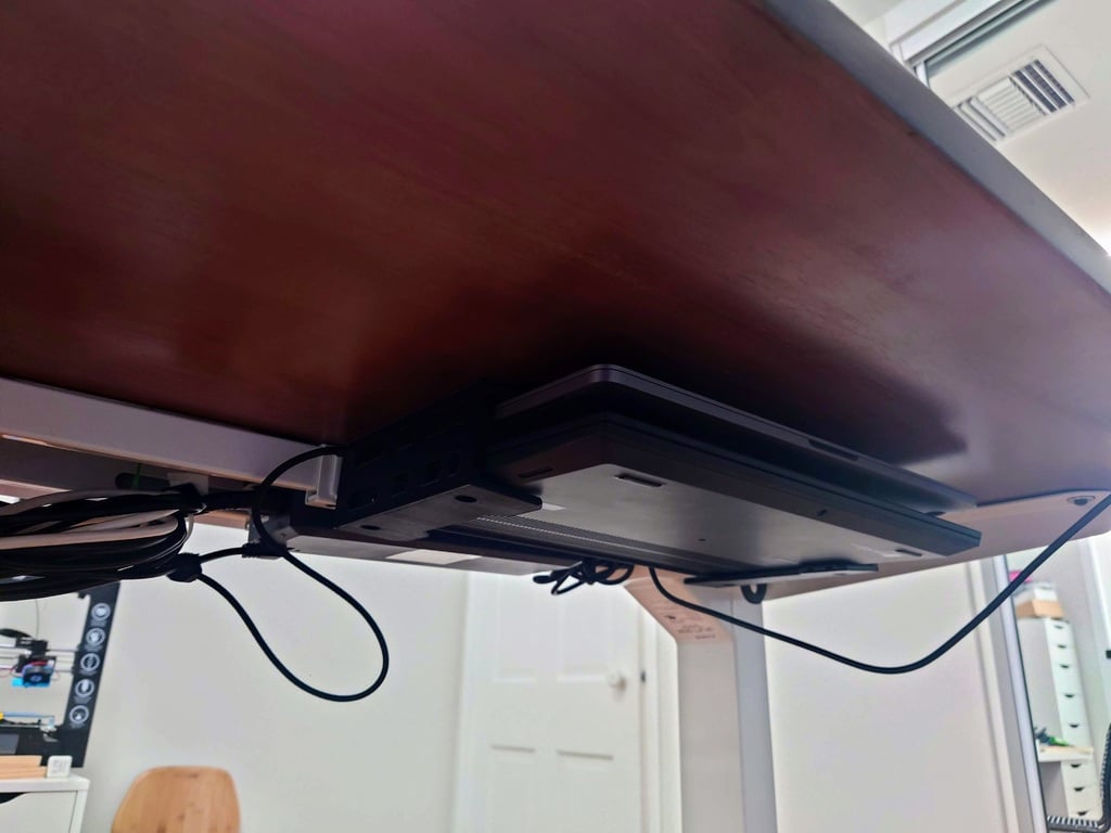 Support double pour ordinateur portable sous le bureau pour MacBook et ThinkPad