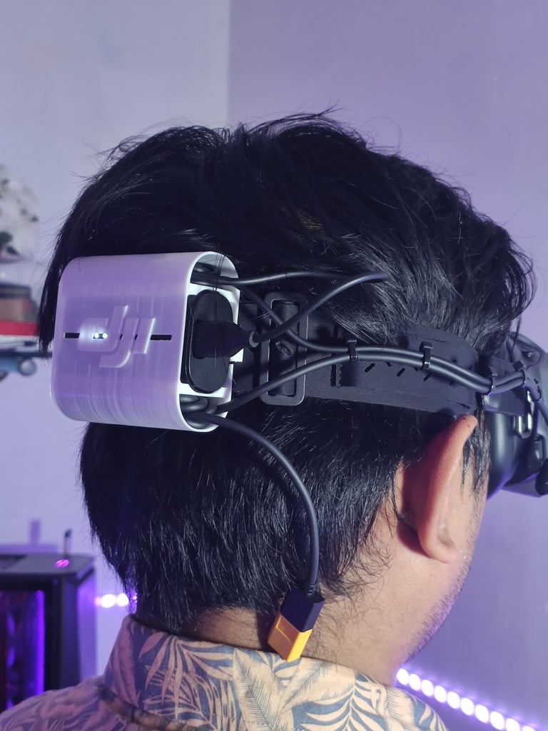 Support de batterie et de lipo pour lunettes DJI FPV avec disposition des câbles