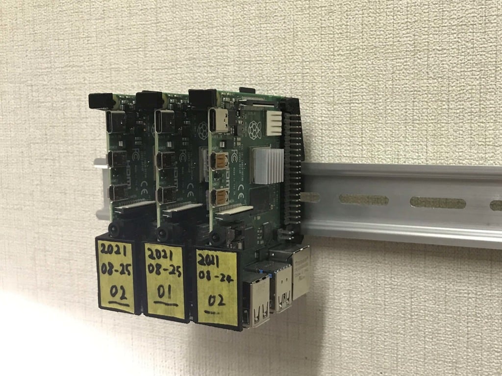 Fixations DIN pour Raspberry Pi 3, 4, 5 (seulement des pièces imprimées en 3D !)
