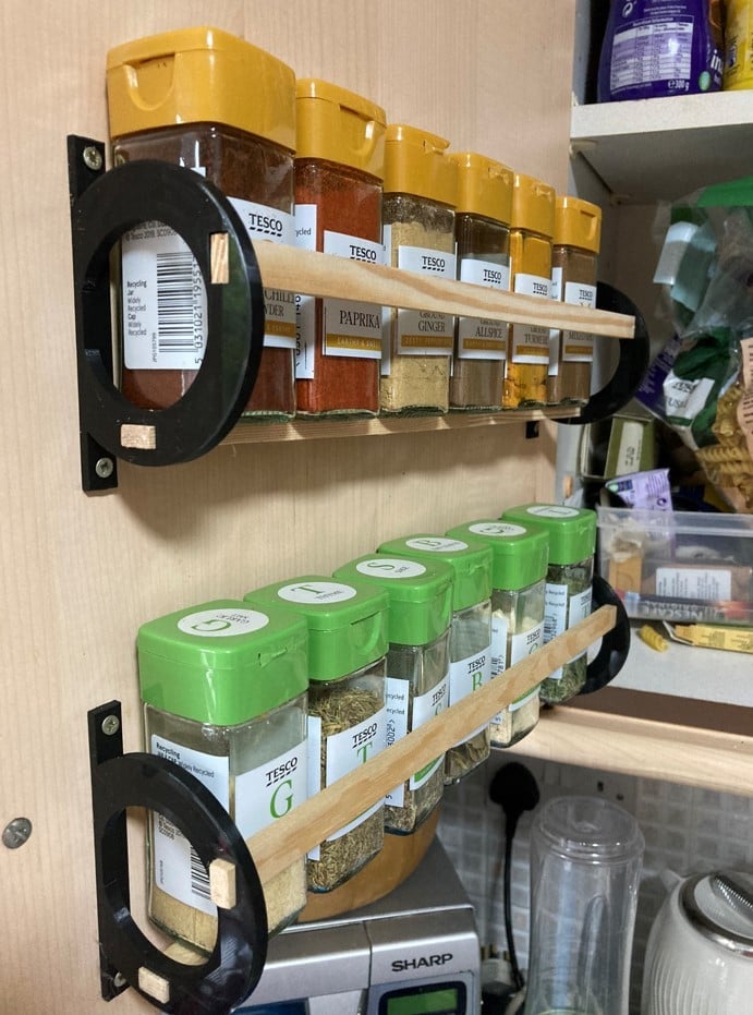 Étagère à épices modulaire pour lattes de bois standard