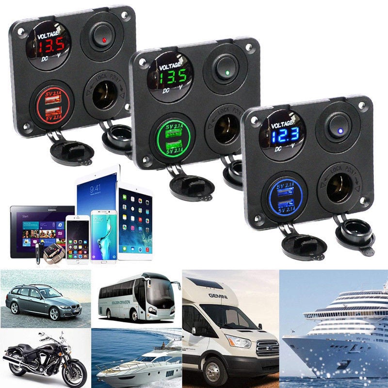 Prise d'alimentation pour chargeur double USB 12 V - Montage sur panneau pour bateau, camion et voiture