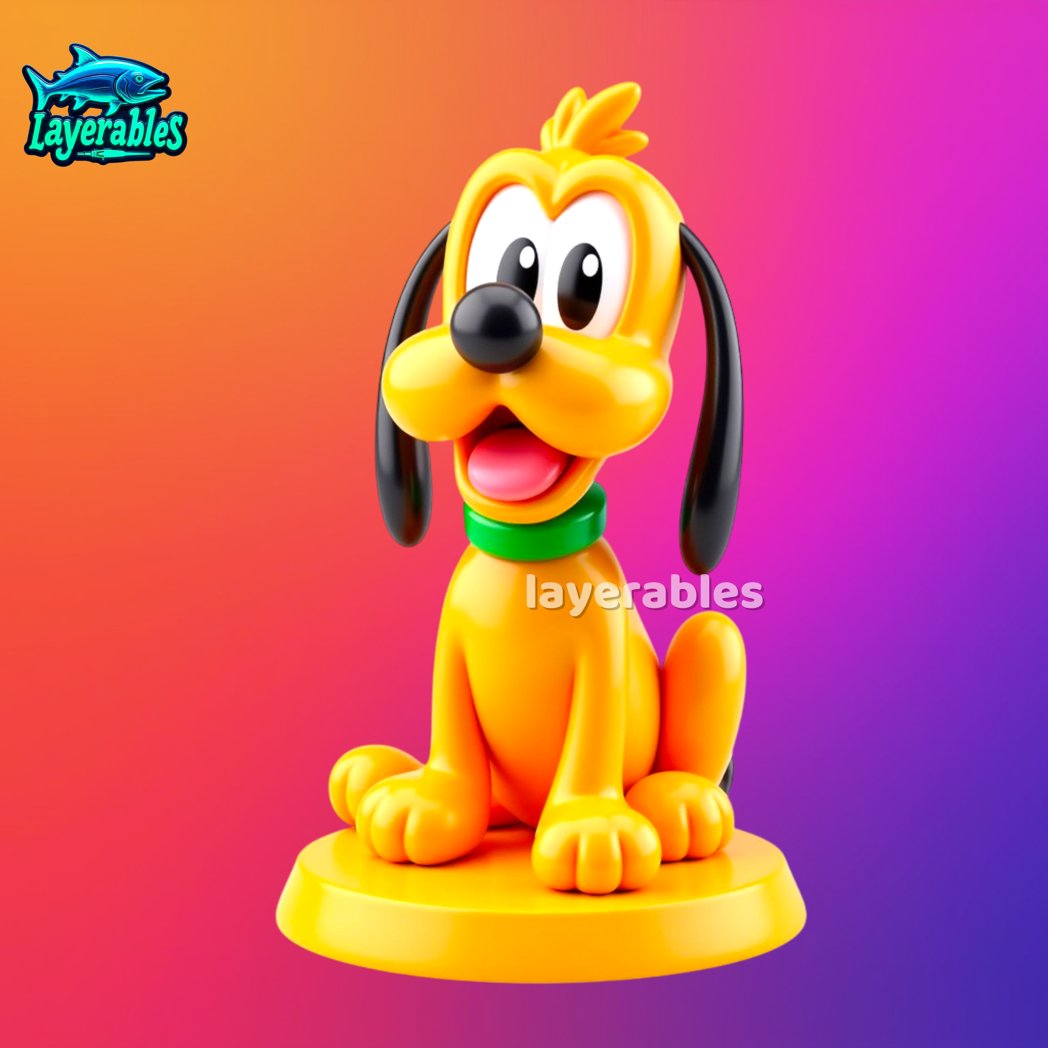 Figurine 3D Pluto Chibi - Adorable objet de collection Disney