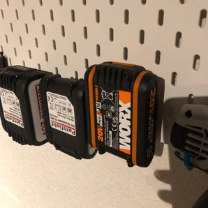 Support 2-en-1 intelligent pour batteries Worx/Pattfield 20V – Pour système IKEA Skadis