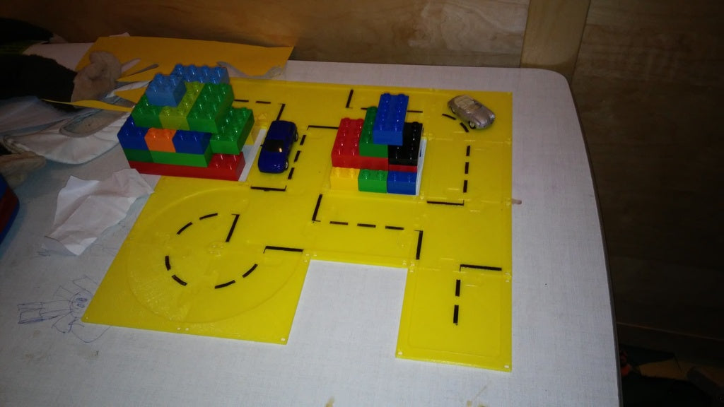 My Matchbox Roads : Puzzle de rue avec panneaux de signalisation et accessoires de barrière