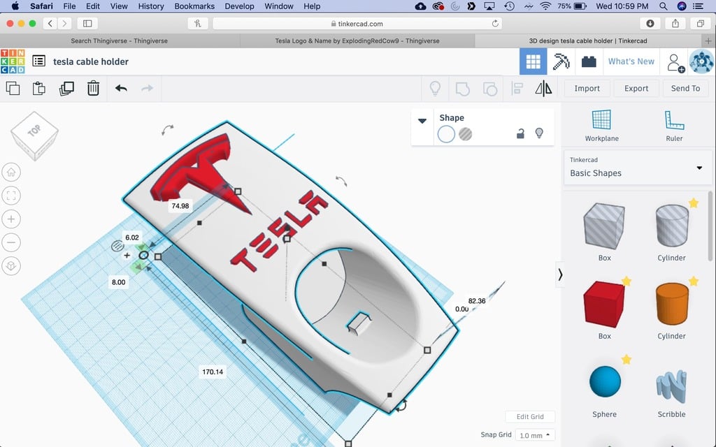 Chargeur mobile Tesla et support de câble avec logo et lettres (version américaine)