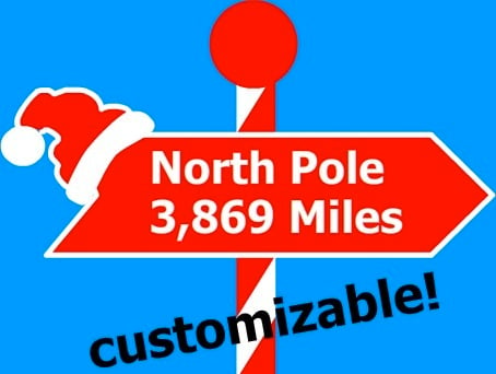 Panneau personnalisé avec distance au pôle Nord